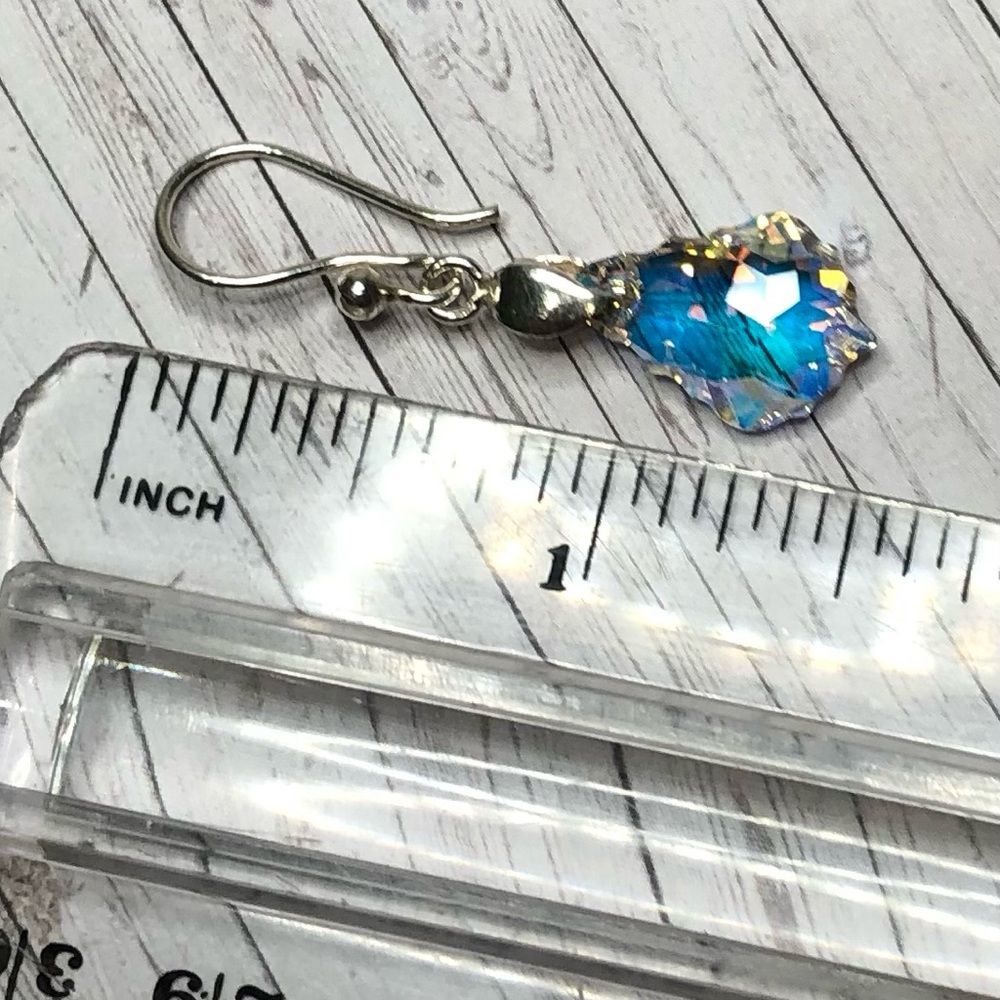 Iridescent Teardrop Earrings Peruvian Silver 950 - Picture 5 of 5